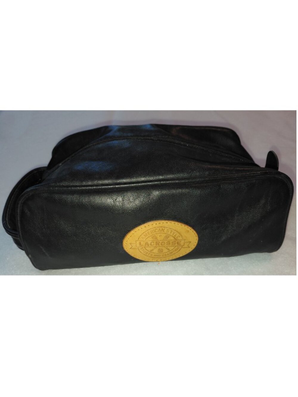 Vintage LaCrosse Black Leather Travel Toiletry Bag Black